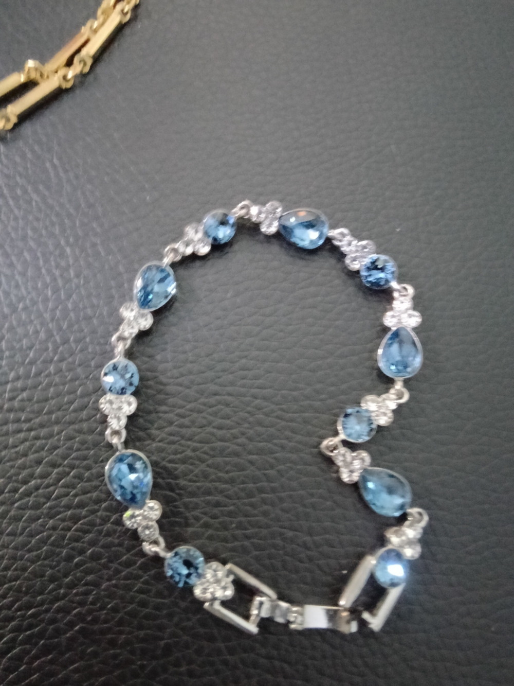 Givenchy Blue Crystal Teardrop Bracelet with Silver Accents
